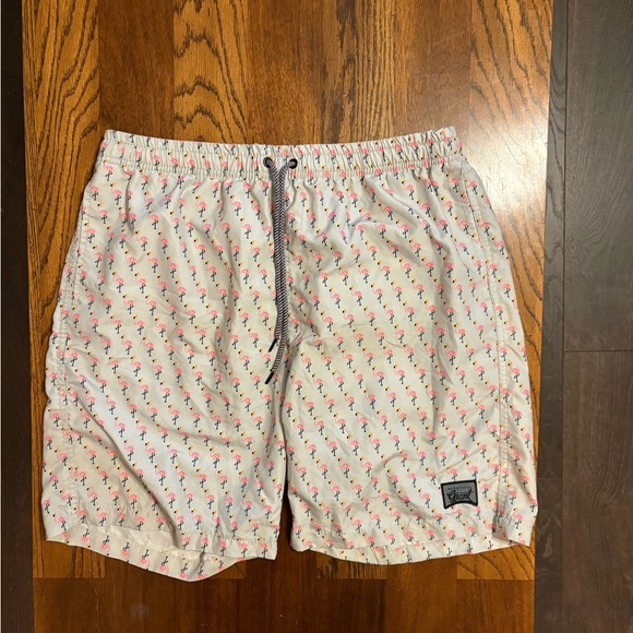 Goodfellow & Co Other - Goodfellow & Co Flamingo Pattern Swim Trunks - Cream and Pink